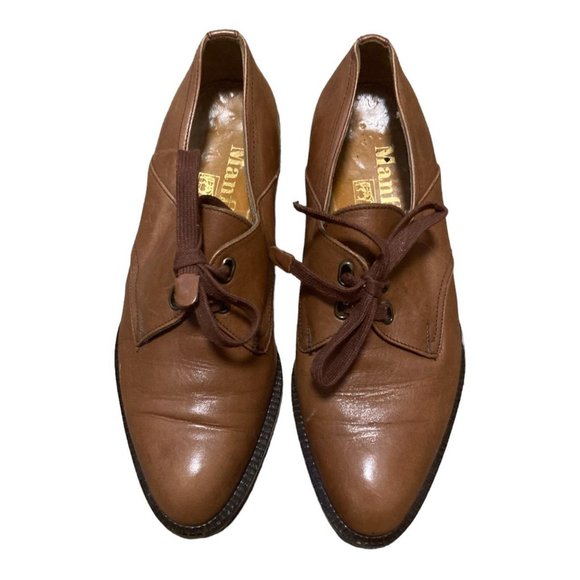 light brown lace up oxfords brogues preppy shoes size 36.5 / 6.5 - Picture 2 of 4